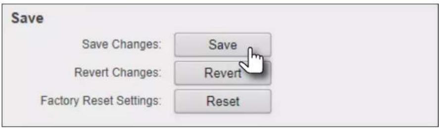 Save Save Changes: Save Revert Changes: Revert Factory Reset Settings: Reset