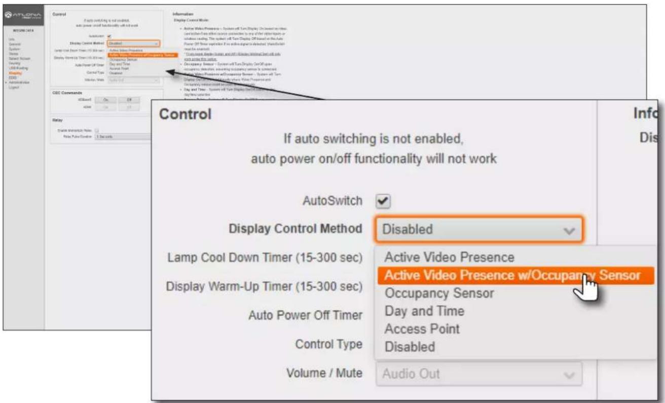 ATLONIA Control Display Control Method • Active Video Presence - System off Turn Display On based on video on which first offer any connection to one of the other links or solution testing. The output will turn Display Off based on the Auto Power Of Third package if we also undergo detection (which only must be installed) • Continuous mode (lower and upper) is limited but only with access for access. • Continuous mode - System off Turn Display Off open response to isolation, avoiding outside sensor is connected • Continuous mode with Community Sensor - System off Turn Display Off Use in a system where Video Preserved and disscovery sensor must be used to switch • Day and Time - System off Turn Display Off Open System outlet. Display Control Method Display Control Method Disabled Lamp Cool Down Timer (15-300 sec) Display Warm-Up Timer (15-300 sec) Active Video Presence Active Video Presence w/Occupancy Sensor Occupancy Sensor Day and Time Access Point Control Type Volume / Mute Audio Out