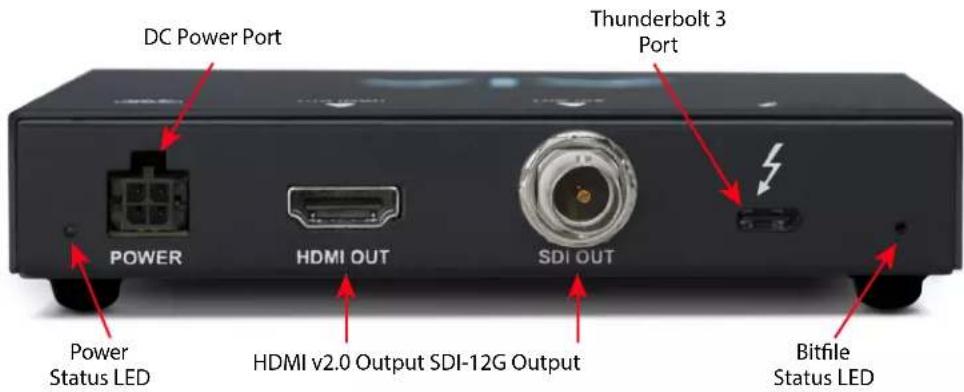 DC Power Port Thunderbolt 3 Port POWER HDMI OUT SDI OUT Power Status LED HDMI v2.0 Output SDI-12G Output Bitfile Status LED