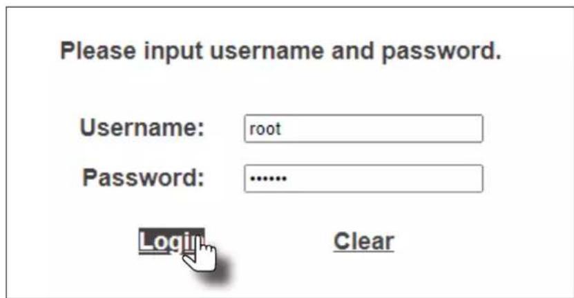 Please input username and password. Username: root Password: .......... Login Clear