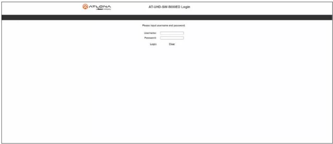 ATLONA a Power company AT-UHD-SW-5000ED Login Please input username and password. Username: Password: Login Clear