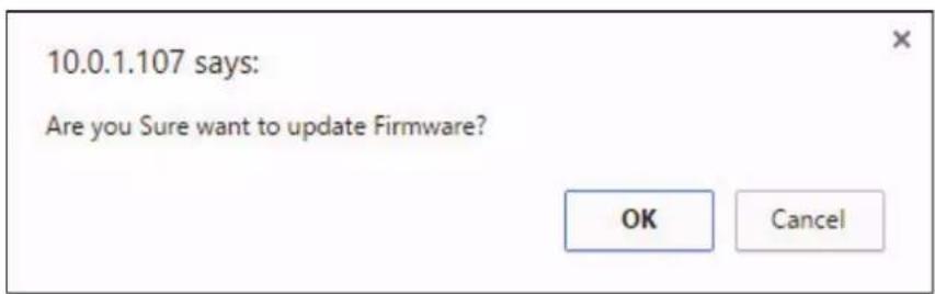 10.0.1.107 says: Are you Sure want to update Firmware? OK Cancel