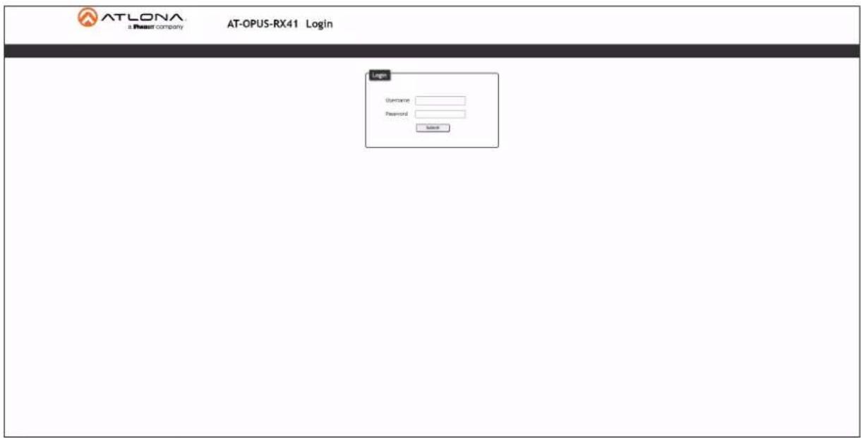 ATLONA a Passort company AT-OPUS-RX41 Login Login Username: Password: Save