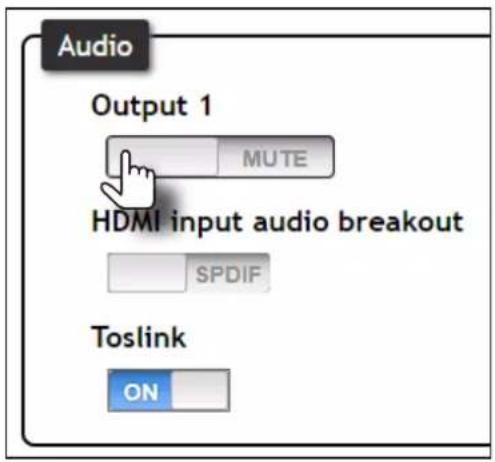 Audio Output 1 MUTE HDMI input audio breakout SPDIF Toslink ON