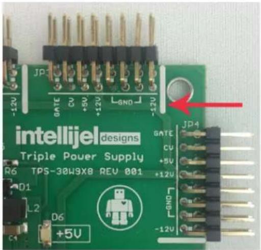 intellijel designs Triple Power Supply R6 TPS-30W9X8 REV 001 D1 L2 C4 +5V JP1 GATE CV +5V L_GND -12V -12V GATE CV +5V +12V JP4 GND -12V