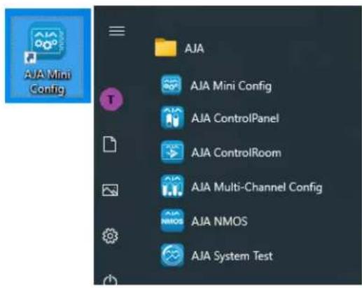 AJA Mini Config AJA AJA Mini Config AJA ControlPanel AJA ControlRoom AJA Multi-Channel Config NMOS AJA NMOS AJA System Test