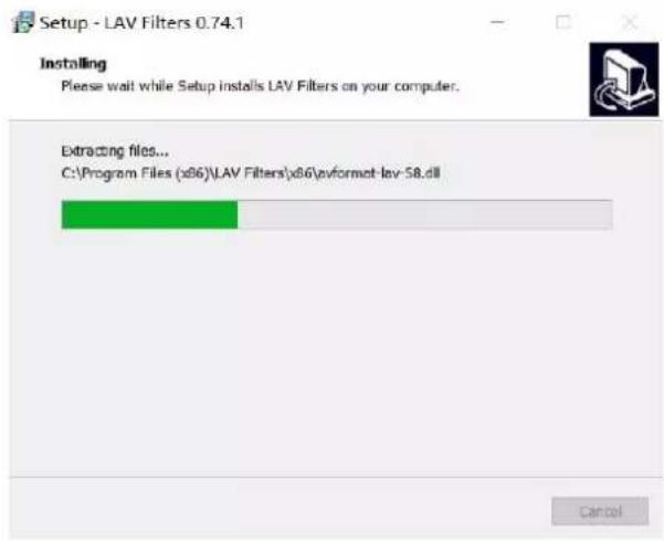 Setup - LAV Filters 0.74.1 Installing Please wait while Setup installs LAV Filters on your computer. Extracting files... C:\Program Files (x86)\LAV Filters\x86\vformot-lev-58.dll Cancel