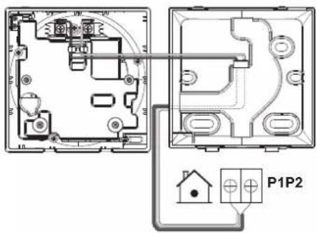 Technical diagram showing two views of a device layout with labeled components and connection points