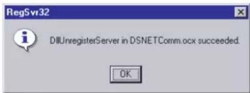 RegSvr32 DillUnregisterServer in DSNETComm.ocx succeeded. OK