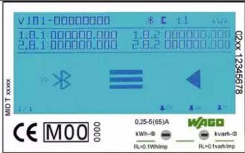 V101-00000000 1.8.1 000000.000 2.8.1 000000.000 CE M00 0,25-5(65)A kWh-@ RL=0.1Wh/imp WAGO kvarr-@ RL=0.1varr/imp 02xx 12345678