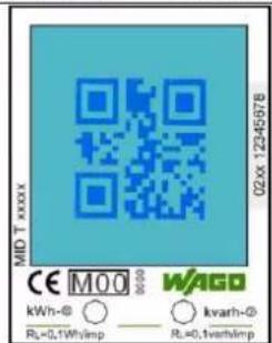 MID Txxxx CE M00 2000 WAGO kWh-® ○ ____ ○ kvarh-® RL=0,1Wh/imp RL=0,1verh/imp