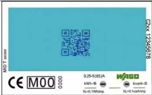 MID T xxxx CE M00 0000 0,25-5(65)A kWh-Φ RL=0.1WhImp WAGO kvarh-Ø RL=0.1varhImp C2xx 12345678