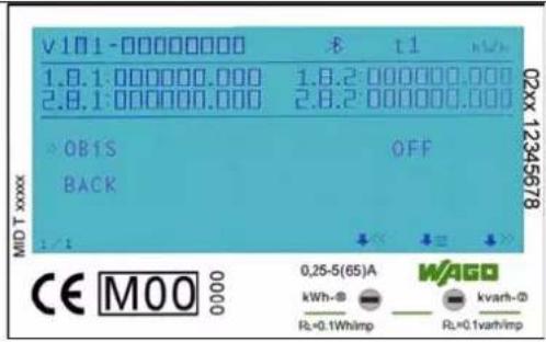 v.10.1-000000000 1.8.1:000000.000 2.8.1:000000.000 OB1S BACK MIDT xxxx 02xx 12345678 OFF CE M00 0,25-5(65)A kWh-Ø Rt=0.1Whimp WAGO kvarr-Ø Rt=0.1vhimp