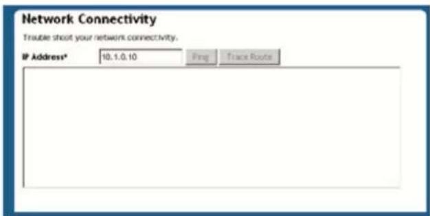 Network Connectivity Trouble shoot your network connectivity. IP Address* 10.1.0.10 Ping Trace Route