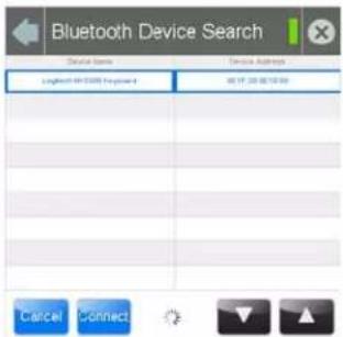 Bluetooth Device Search Device Name Device Address logitech IP/0008 (logitech) 00:17:20 00:17:00 Cancel Connect