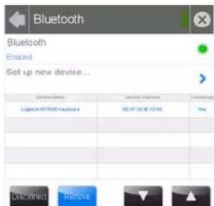 Bluetooth Bluetooth Enabled Set up new device... Description Device Address Refreshed Logitech 90000 keyboard 00:17:30 E:12:56 786 Access Close Remove