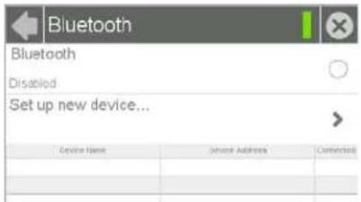 Bluetooth Bluetooth Disabled Set up new device... Device Name Device Address Correction