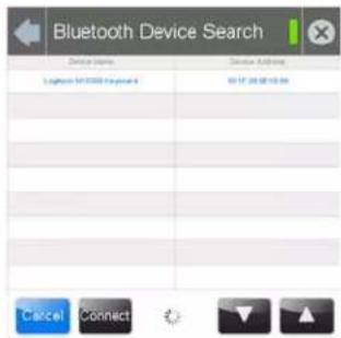 Bluetooth Device Search Device Name Device Address Logitech 5410000 (page 4) 03:27:28 08:10:00 Cancel Connect