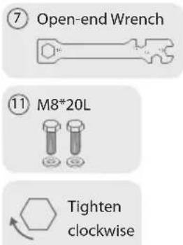 ⑦ Open-end Wrench ⑪ M8*20L Tighten clockwise