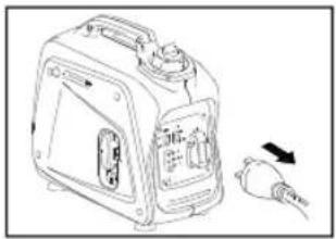 Line drawing of a portable device with a plug and cable inserted, no text or symbols present