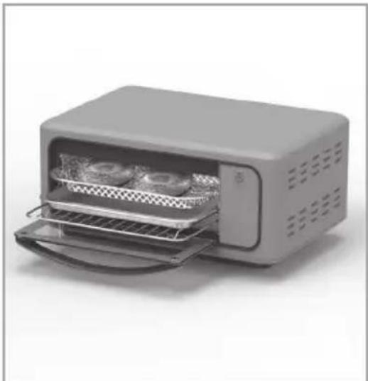 Exterior view of a modern microwave oven with cooling rack and tray (no text or symbols visible)