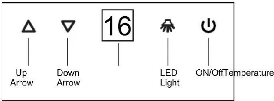 Up Arrow Down Arrow 16 LED Light ON/OffTemperature