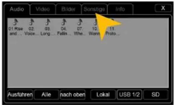 Audio Video Bilder Sonstige Info 01 Rise and ... Voice... Long Falin... Whe... Wann... Proto... Ausführen Alle nach oben Lokai USB 1/2 SD