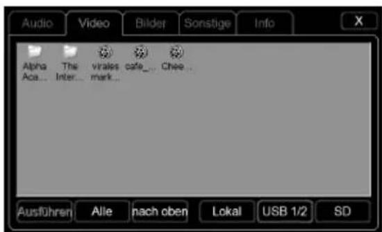 Audio Video Bilder Sonstige Info Alpha This virales cafe_ Chee_ Aca... Inter... mark... Ausführren Alle nach oben Lokai USB 1/2 SD