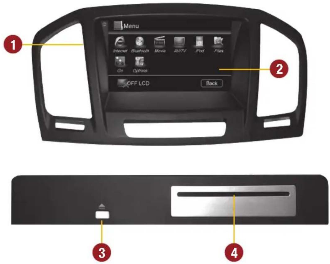 Menu Internet Bluetooth Movie AVITV iPod Files Go Options OFF LCD Back 1 2 3 4