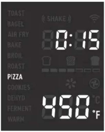 TOAST BAGEL AIR FRY BAKE BROIL ROAST PIZZA COOKIES DEHYD FERMENT WARM ( SHAKE ) 80:15 860 °F