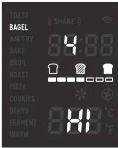 TOAST BAGEL AIR FRY BAKE BROIL ROAST PIZZA COOKIES DEHYD FERMENT WARM ( SHAKE ) 84:88 810 °C 810 °F