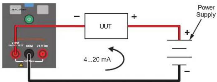 ZERO PUMP V max SWITCHTEST COM 24 V DC 35 V MAX UUT + - Power Supply 4...20 mA -