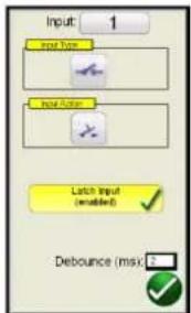 Input: 1 Input Type: Input Type: Latch Input (enabled) Debounce (msx): 2