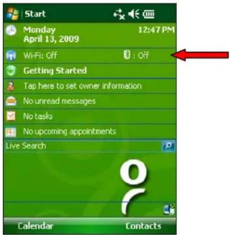 Start Monday April 13, 2009 12:47 PM WiFi: Off : Off Getting Started Tap here to set owner information No unread messages No tasks No upcoming appointments Live Search Calendar Contacts