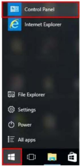 Control Panel Internet Explorer File Explorer Settings Power All apps