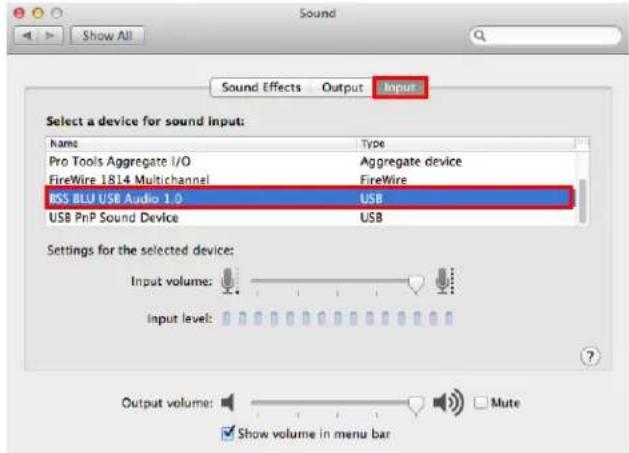 Sound Show All Sound Effects Output Input Select a device for sound input: Name Type Pro Tools Aggregate I/O Aggregate device FireWire 1814 Multichannel FireWire RSS BLU USB Audio 1.0 USB USB PnP Sound Device USB Settings for the selected device: Input volume: Input level: Output volume: Mute Show volume in menu bar