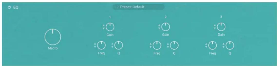 EQ Preset: Default Macro 1 Gain 2 Gain 3 Freq Q Freq Q Freq Q