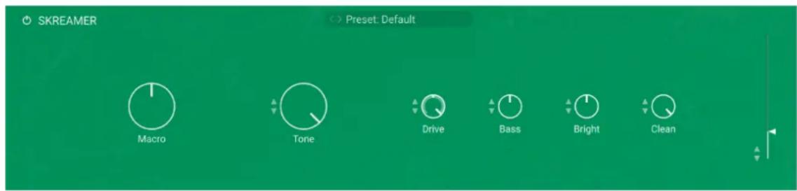 SKREAMER Preset: Default Macro Tone Drive Bass Bright Clean