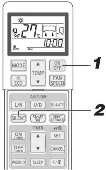 27°C 10:00 AUTO Mode TEMP ON OFF HI ECO FAN SPEED AIR FLOW L/R U/D 3D AUTO SILENT NIGHT SETBACK TIMER ON TIMER SET OFF TIMER CANCEL WEEKLY SLEEP P /