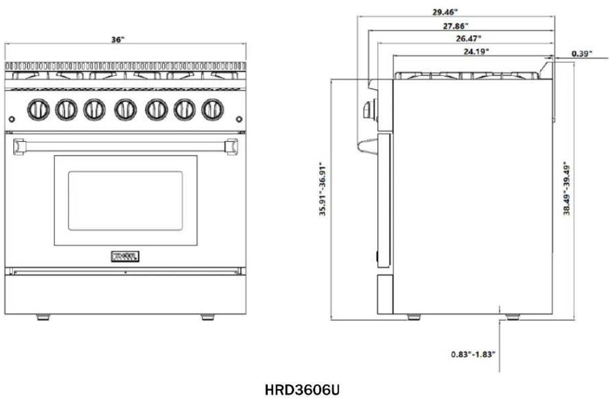 Thor HRD3088U - Dimensions and Clearances - 2