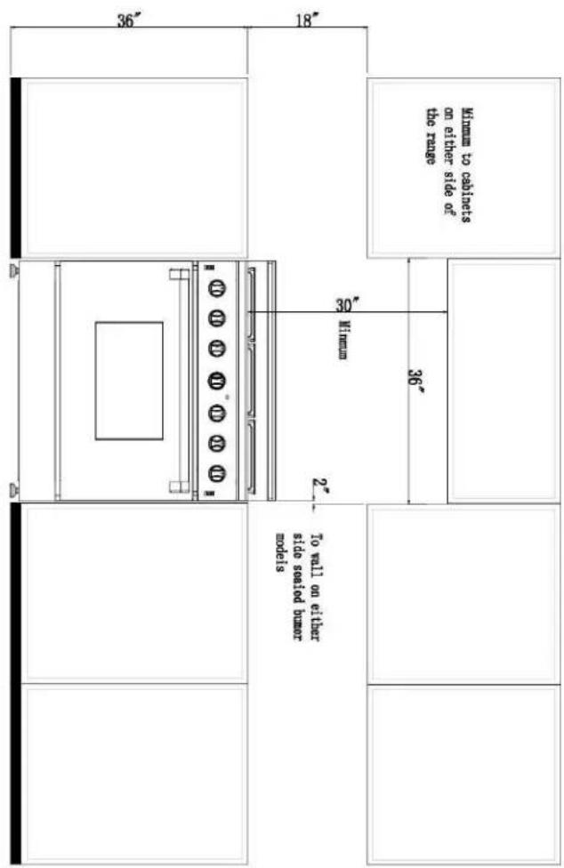 Window to cabinets on either side of the range 36" 30" Window 2" To call on either side sealed door models