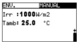 Metrel EurotestPV MI 3108 - Verfahren zur manuellen Eingabe der Umgebungsparameter - 1