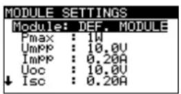 Metrel EurotestPV Lite MI 3109 - Einstellung des PV-Moduls - 1