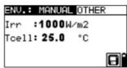 Metrel EurotestPV Lite MI 3109 - Vorgang zur manuellen Eingabe der Umgebungsparameter - 1