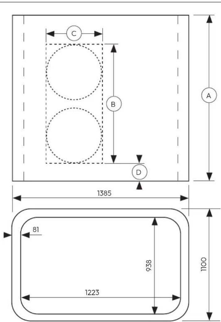 C B D A 1385 81 938 1223 1100