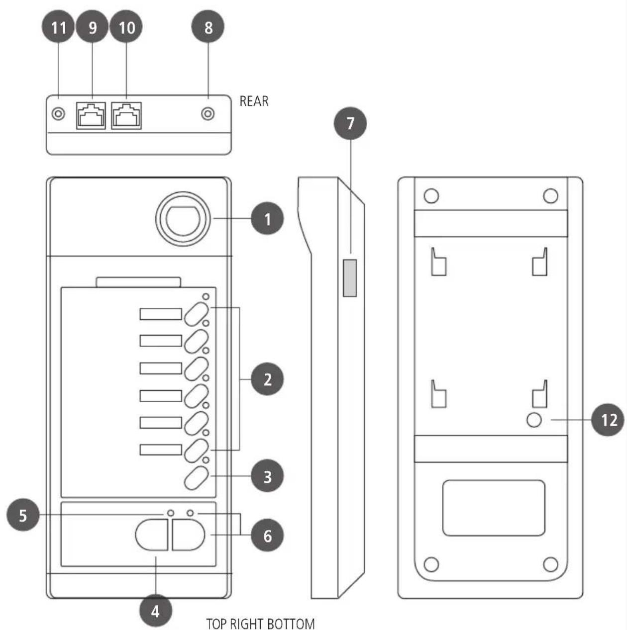 11 9 10 8 REAR 7 1 2 3 6 4 5 TOP RIGHT BOTTOM 12