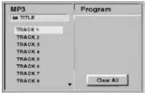 MP3 TITLE TRACK 1 TRACK 2 TRACK 3 TRACK 4 TRACK 5 TRACK 6 TRACK 7 TRACK 8 Program Clear All