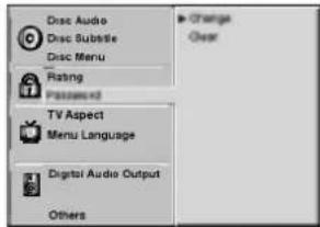 Disc Audio Disc Subtile Disc Menu Rating Password TV Aspect Menu Language Digital Audio Output Others