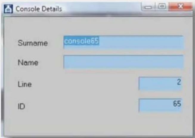 Console Details Surname console65 Name Line 2 ID 65