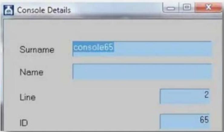 Console Details Surname console65 Name Line 2 ID 65